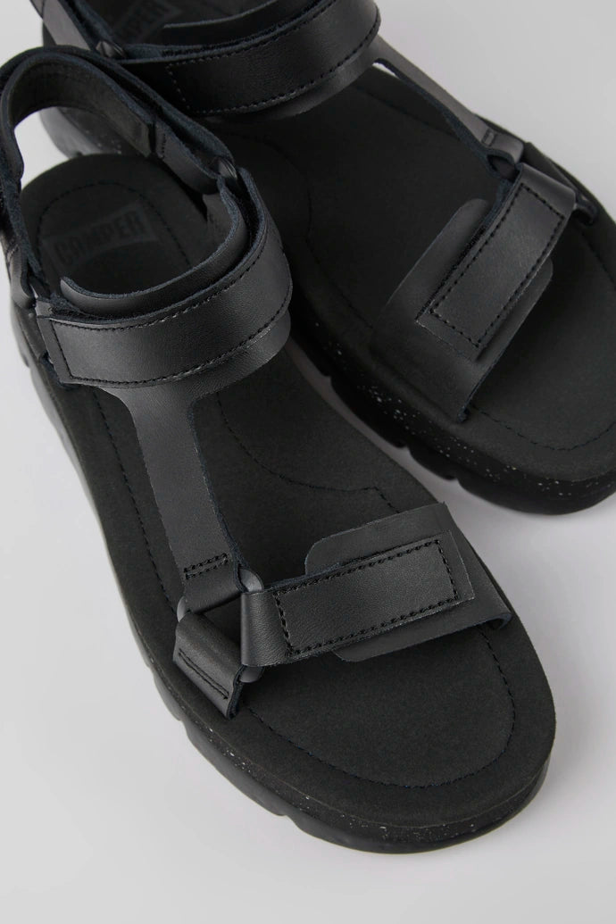 Oruga Up Leather Women's Sandal - Black